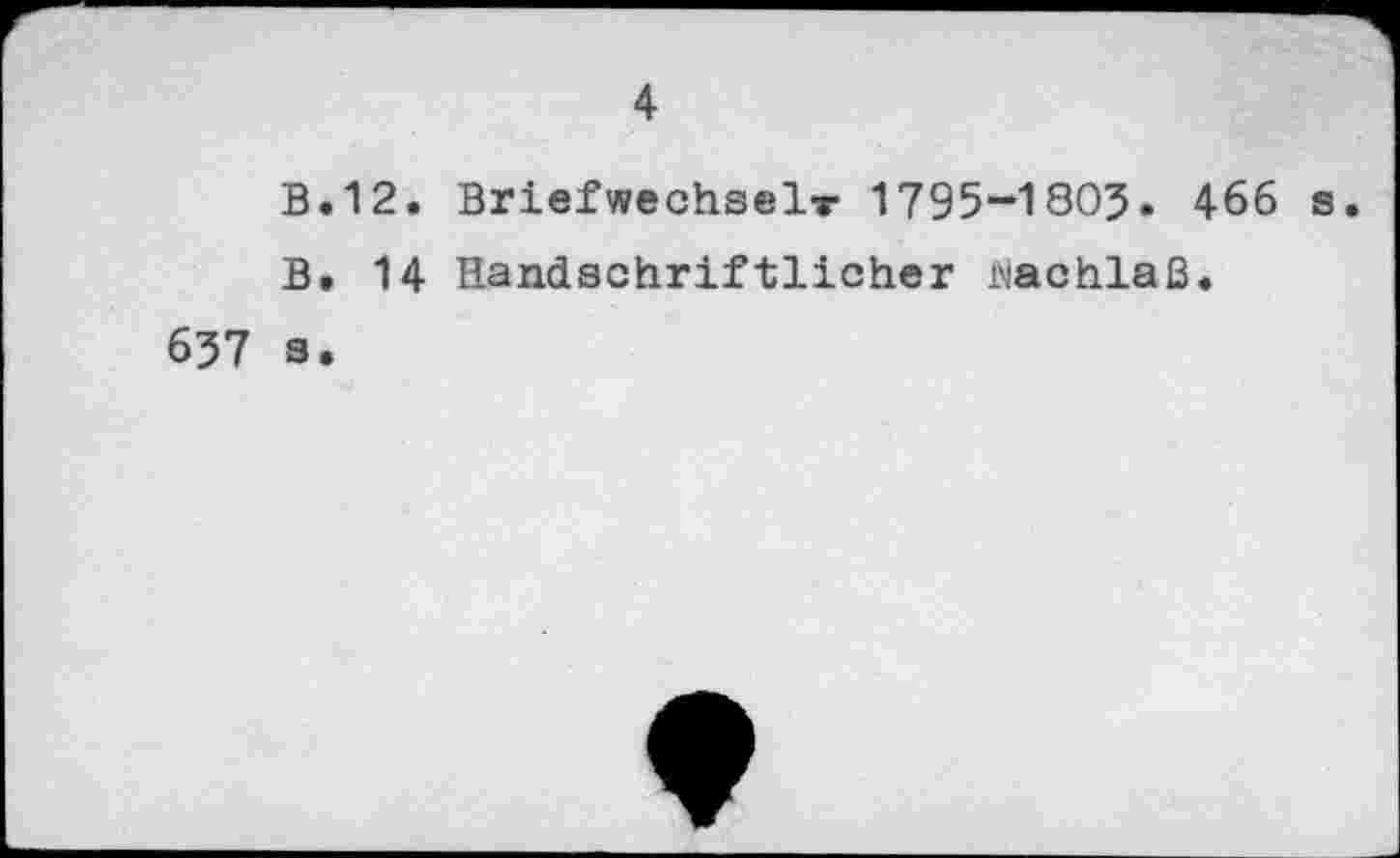 ﻿4
В.12. Briefwechsel?- 1795-1805. 466 s.
В. 14 Handschriftlicher nachlaß.
657 з.